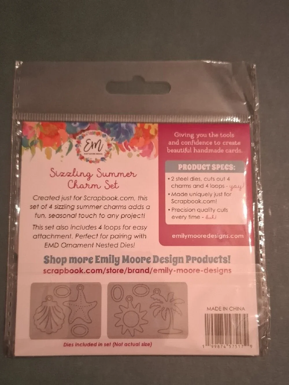 Emily Moore Designs Sizzling Summer Charm Die Set — Multicolor